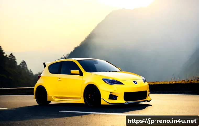 르노 메간 스포츠카 퍼포먼스 - Photorealistic high-performance French hot hatchback inspired by modern European sports cars, vivid ...